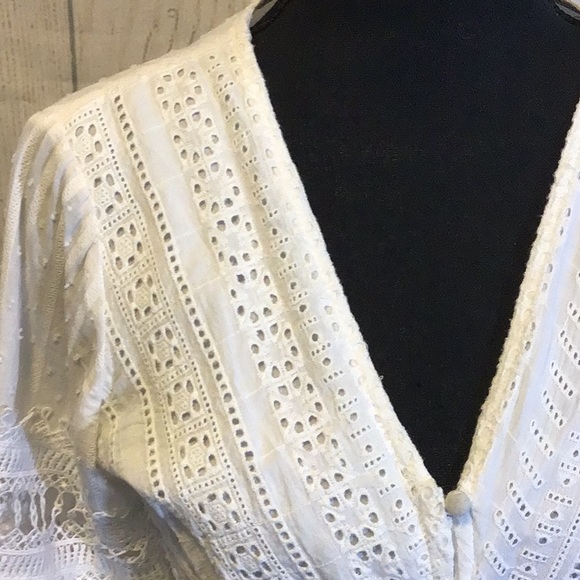 Anthropologie Ebba Midi White Eyelet Dress Size 8 Petite - Picture 8 of 16